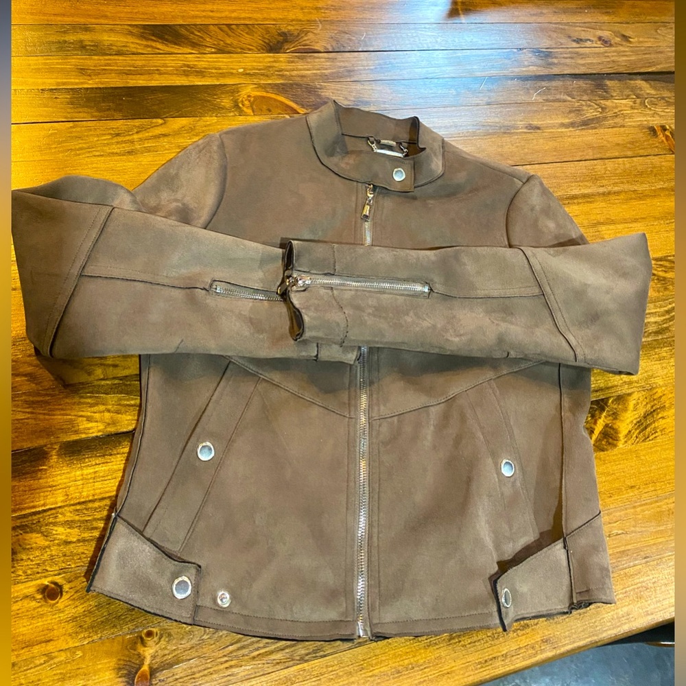 Biker jacket faux nubuck